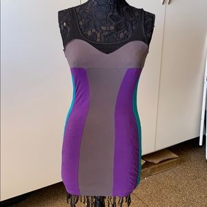 motel rocks gray purple & teal dress mesh straps
